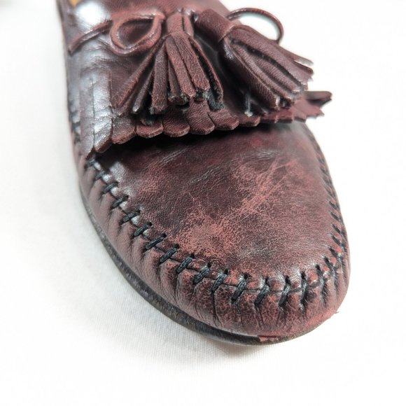 SANTONI Italian leather tassel loafers mens size 8 - 8.5, driving slip-on shoes - Picture 7 of 13